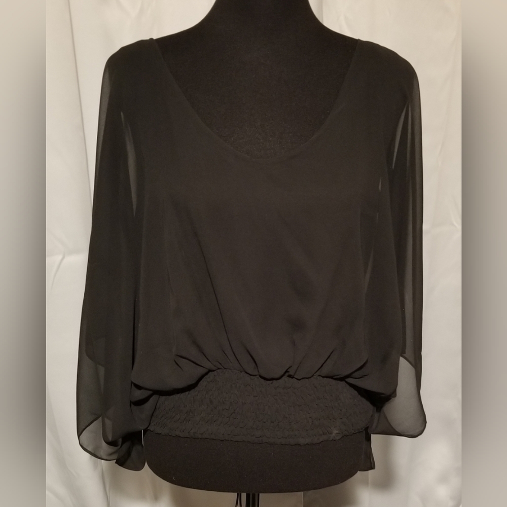 Bar III black blouse w/elastic waste, Size: Small